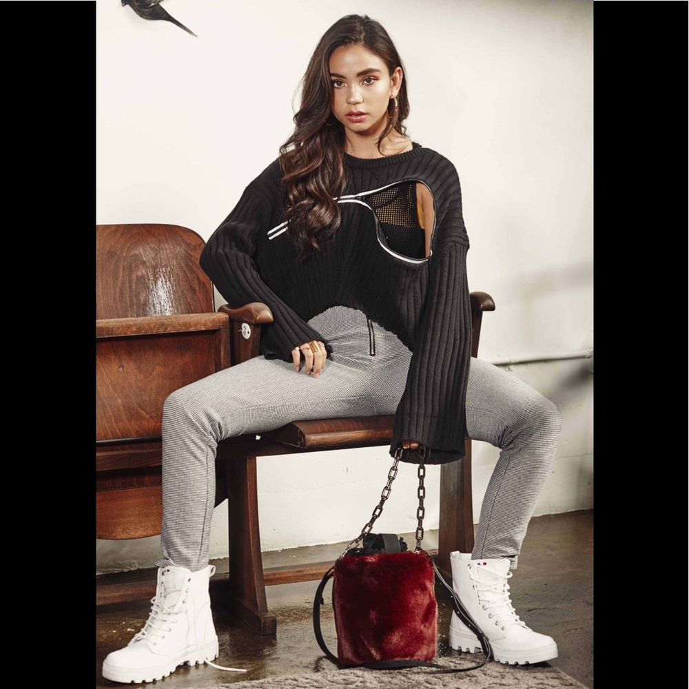 LF burgundy fur bucket bag